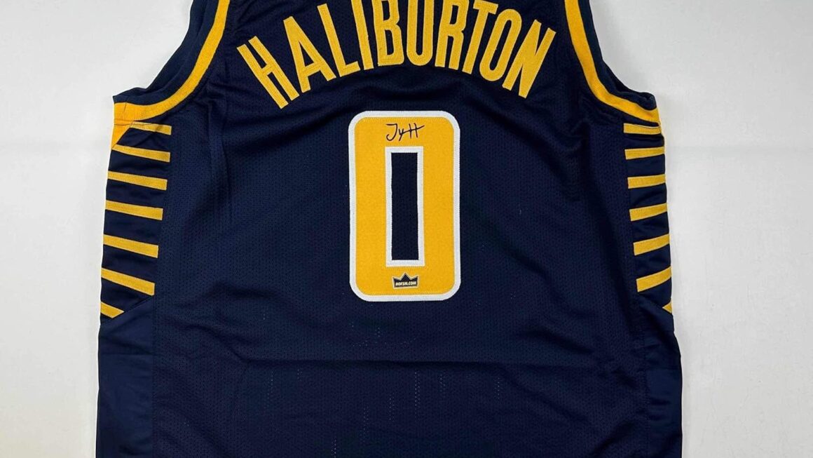 Facsimile Autographed Tyrese Haliburton Indiana Blue Reprint Laser Auto Basketball Jersey Size Men’s XL