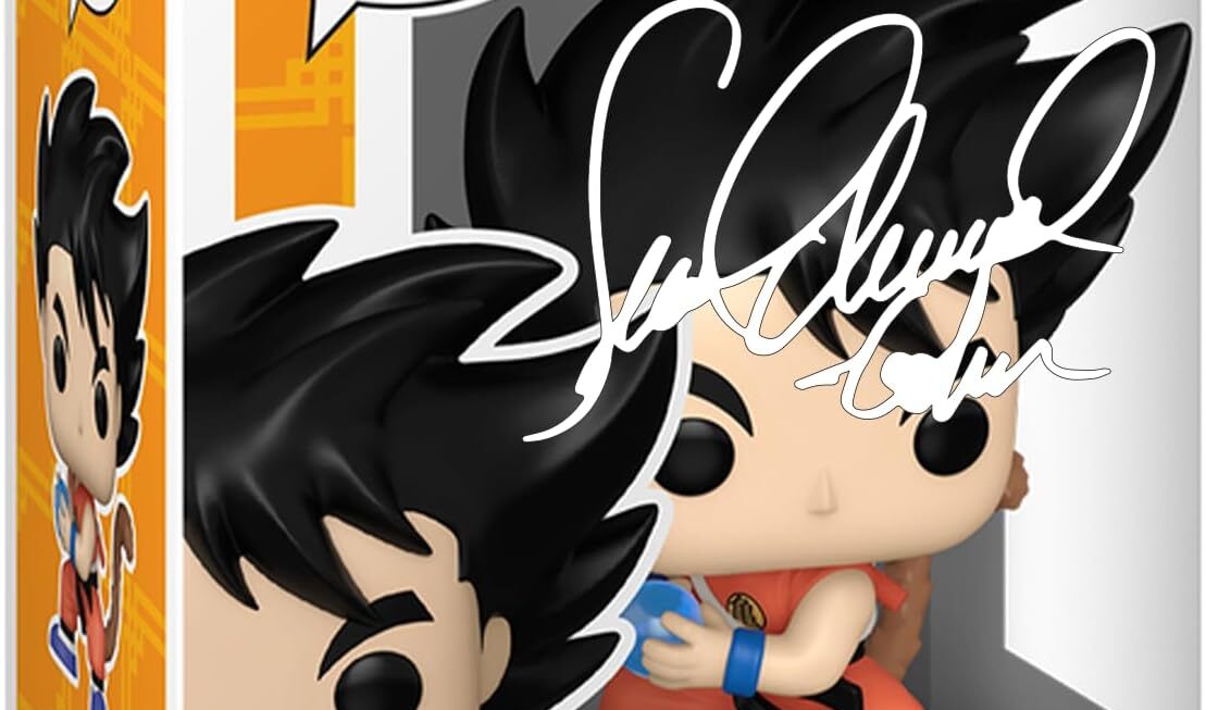 Sean Schemmel Goku #1780 Voice Actor Facsimile Signed Reprint Laser Autographed Funko POP! Anime Animation Dragon Ball Z Figurine with Protector Case