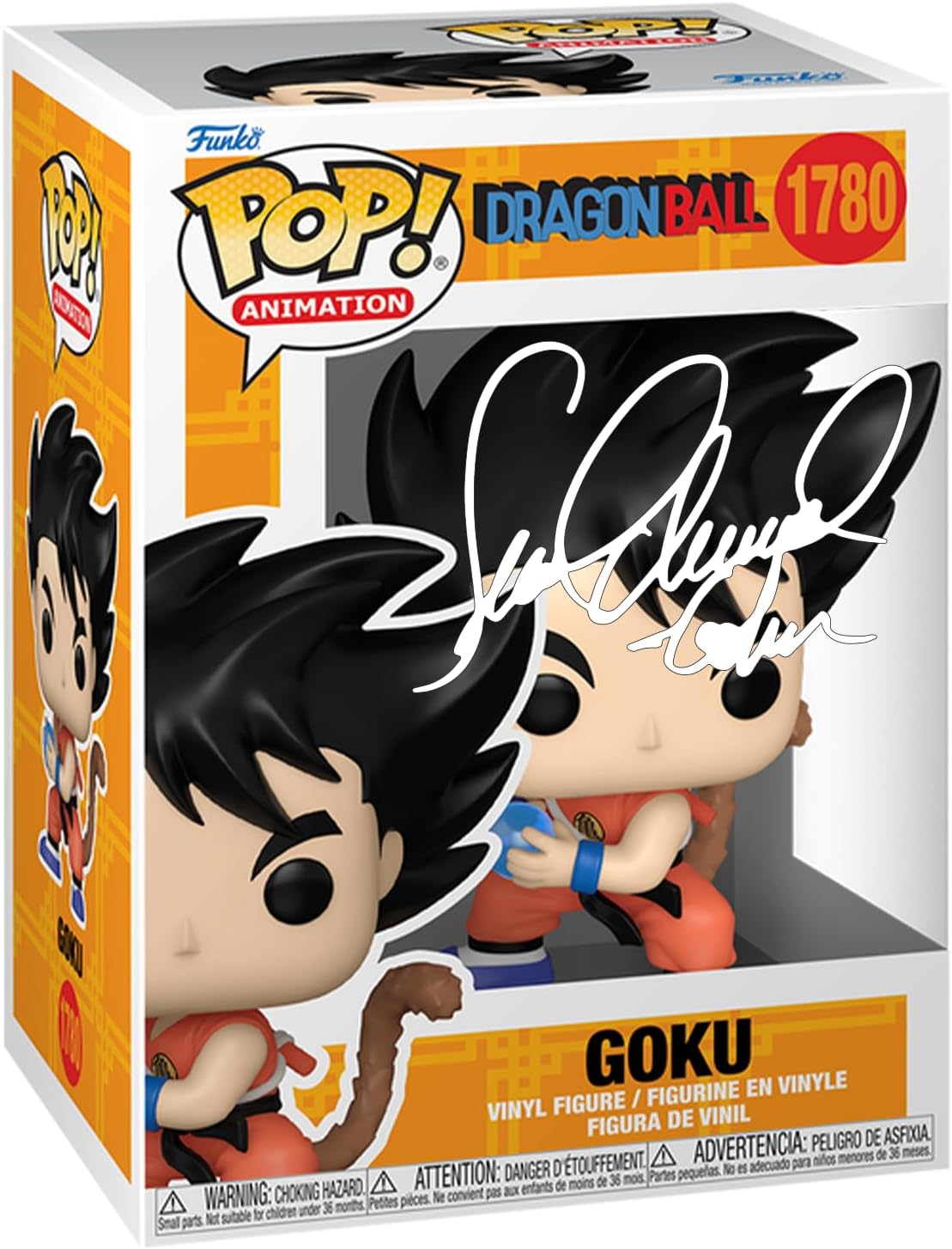 Sean Schemmel Goku #1780 Voice Actor Facsimile Signed Reprint Laser Autographed Funko POP! Anime Animation Dragon Ball Z Figurine with Protector Case