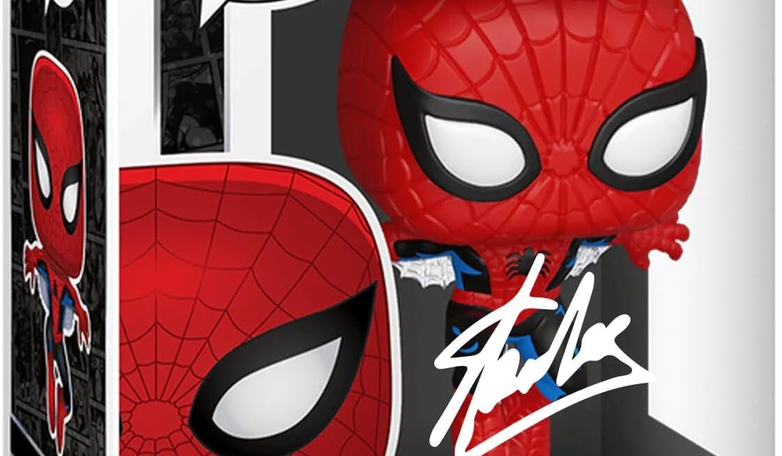 Stan Lee Spider-Man #593 Facsimile Signed Reprint Laser Autographed Funko POP! Movies Marvel 80th First Appearance Figurine with Protector Case